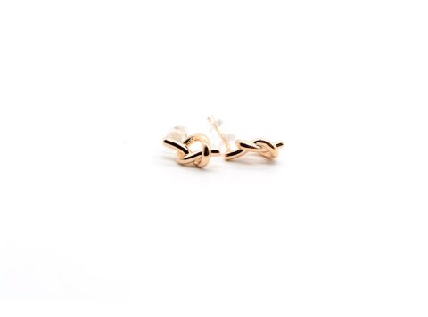 925 sterling silver earrings in the shape of a knot, pink gold color.