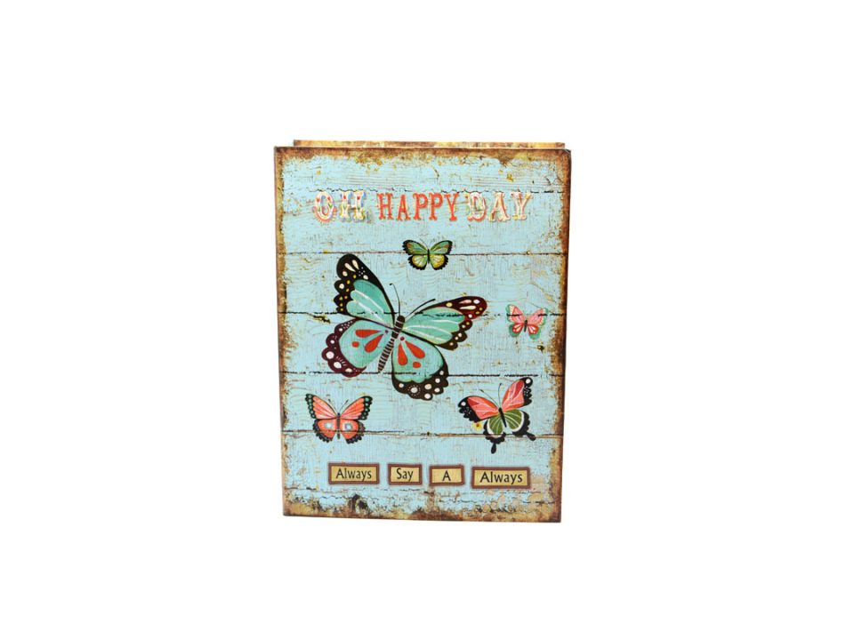 Cardboard storage box, petrol with butterflies, large size