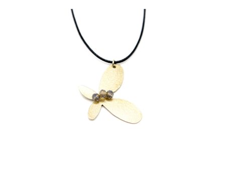 Handmade short butterfly necklace, gold, on string