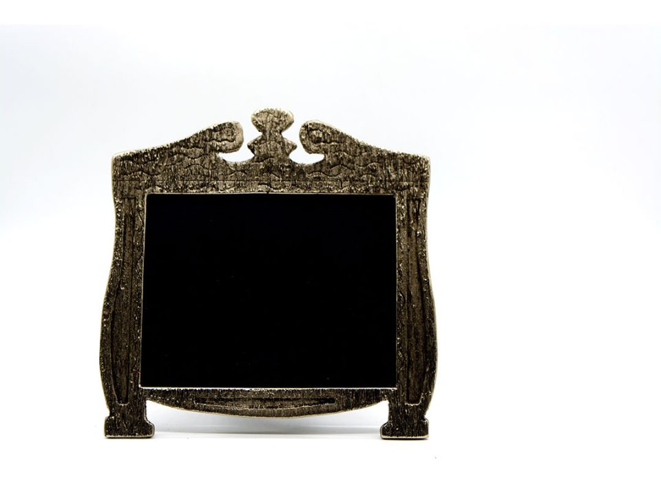 Handmade bronze frame for photo in silver color