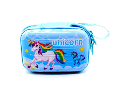 Wallet, light blue, unicorn, with zipper