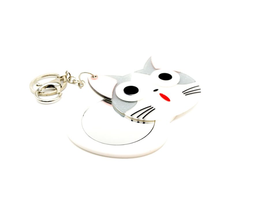 Keychain, cat, mirror,