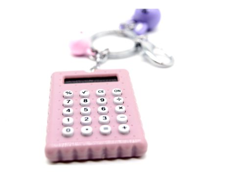 Keychain, petit four lilac, calculator, can also be hung as a decorative bag.