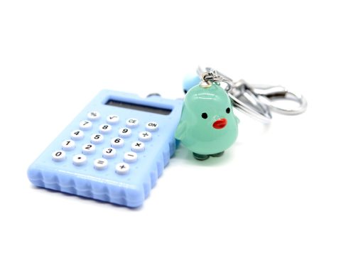 Keychain, petit four, light blue, calculator