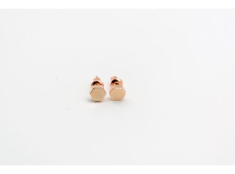 Stud earrings made of 925 silver, in polygonal shape, pink gold color