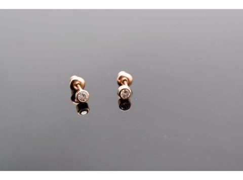 Stud earrings made of 925 silver, with mini rhinestones, in rose gold color