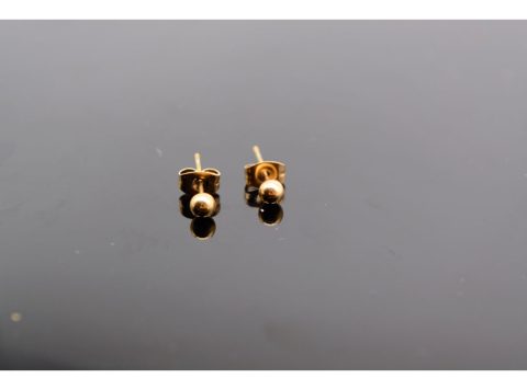 Studded steel earrings, in the shape of a mini ball, in rose gold