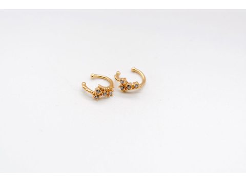 Sticky earring, cuffs, made of 925 silver, single ring with rhinestones, in rose gold color