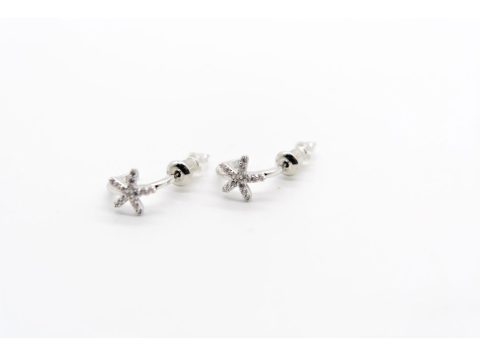 925 star-shaped studs with mini rhinestones, in silver color.