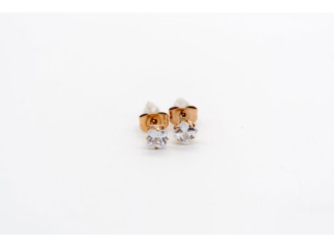 Stud earrings made of silver 925, with mini triangle rhinestones, in rose gold color