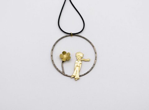 Handmade necklace forged round element with the little prince