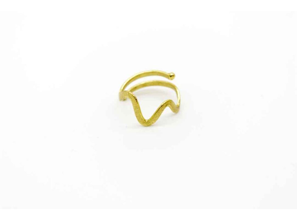 Handmade brass ring small wavy.