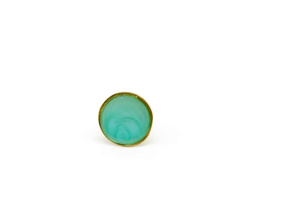 Handmade round forged ring in bright green.