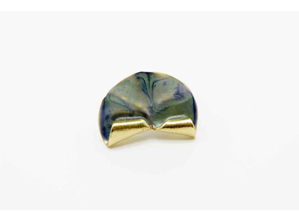 Handmade gold ring special shape half round with enamel.