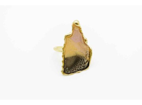 Handmade gold color ring special teardrop shape.