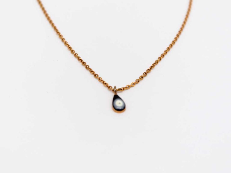 Necklace short steel pink gold mini eye black