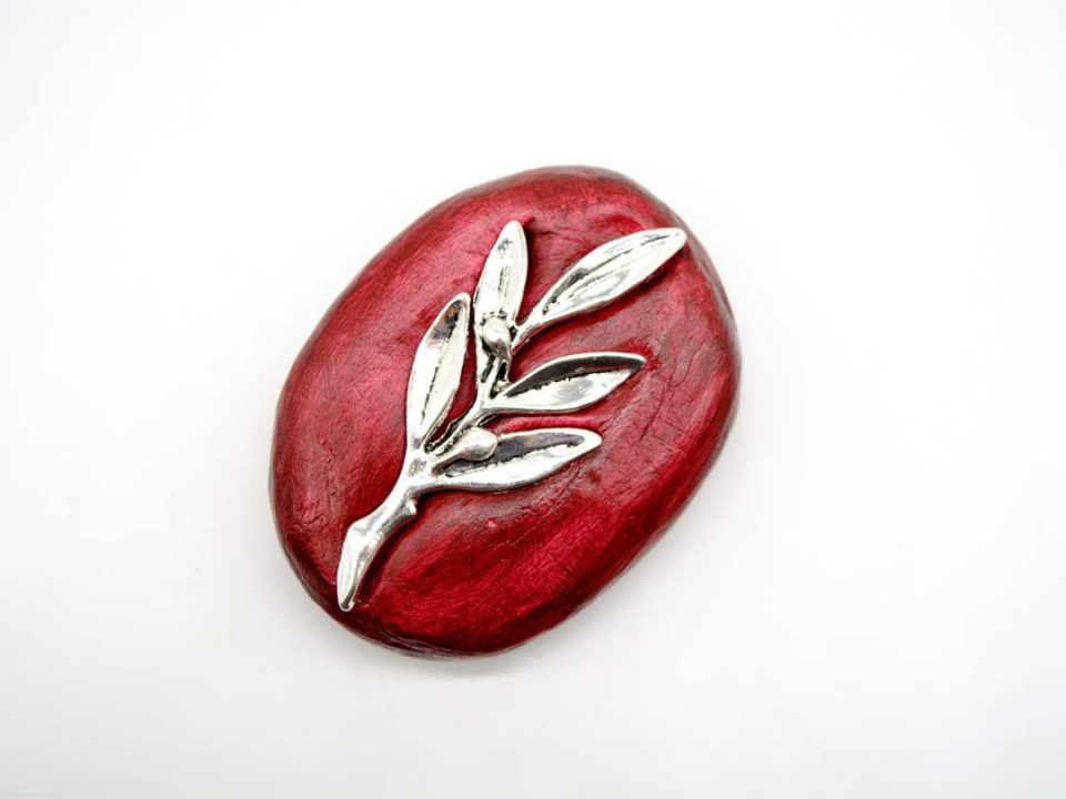 Handmade burgundy papier press with silver branch