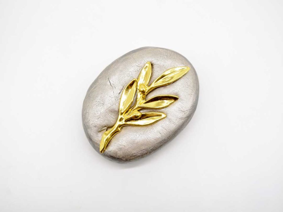 Handmade silver papier press with gold branch