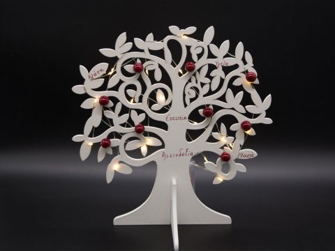 Handmade wooden tree with wishes and LED.