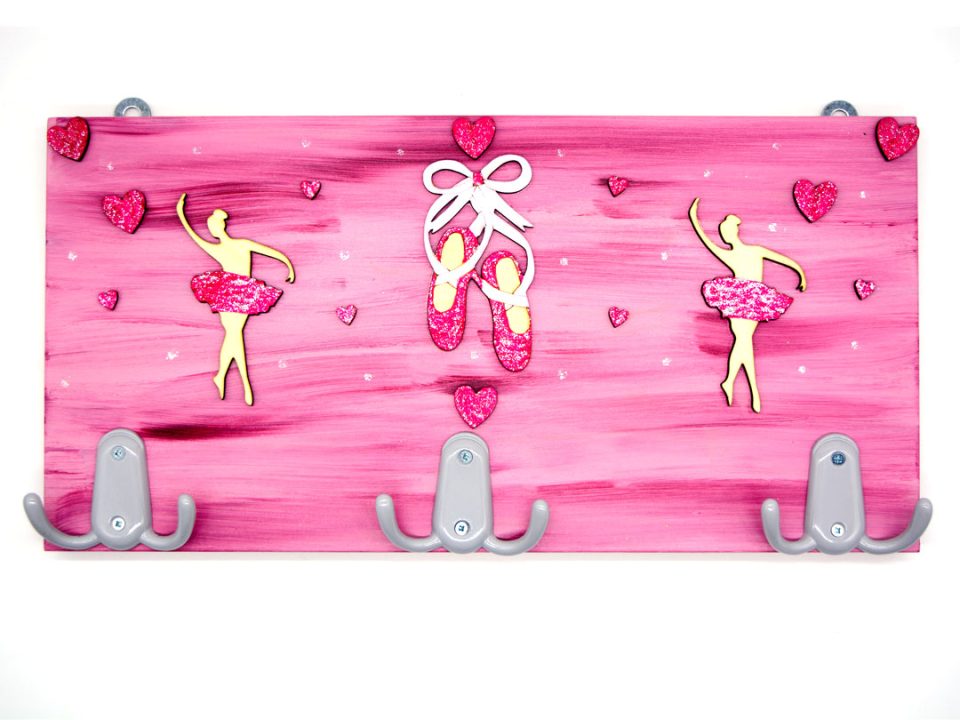 Handmade children's wall hanger pink, ballerinas