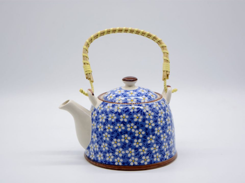 Ceramic teapot with blue flowers