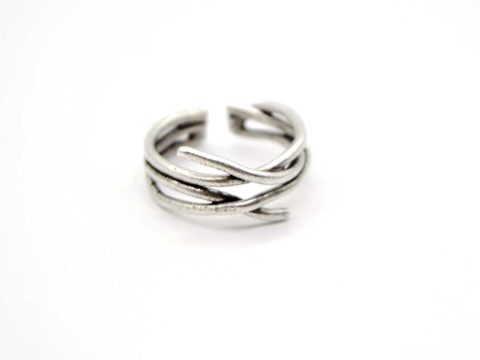 Handmade ring in silver color three rods tied together.