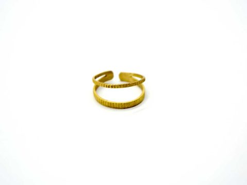 Handmade forged ring, in gold color, two rods.