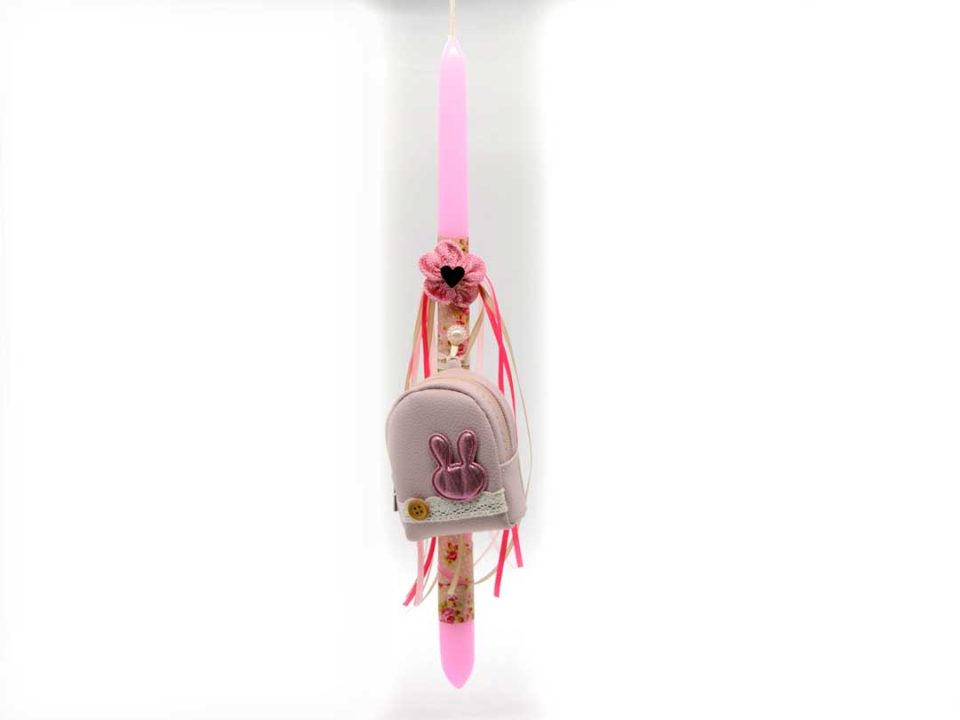 Handmade pink easter candle with pink purse with glossy pink.