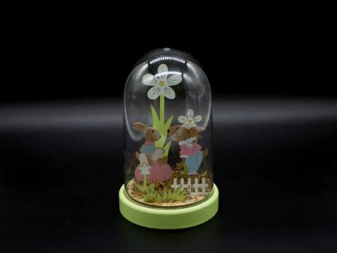 Product Handmade decorative plexi glass, large, with a wooden pair of bunnies