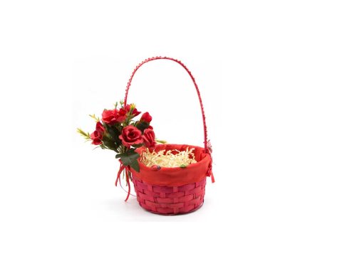 Product Red basket for eggs with red flowers