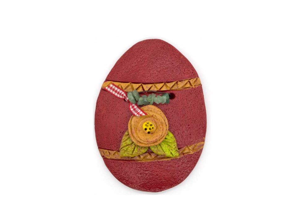 Handmade ceramic plate hanging red egg