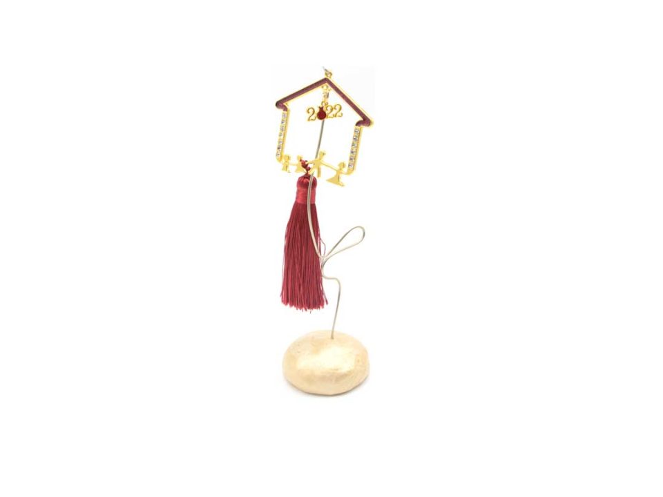 Handmade decorative table charm house-family, with tassel