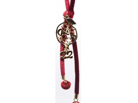 Handmade charm with metallic gold pomegranate (small) perforated