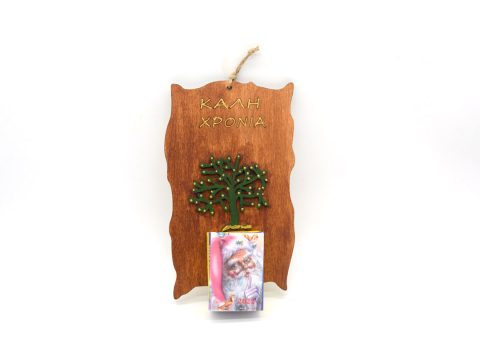 Handmade wooden coffee diary with green tree