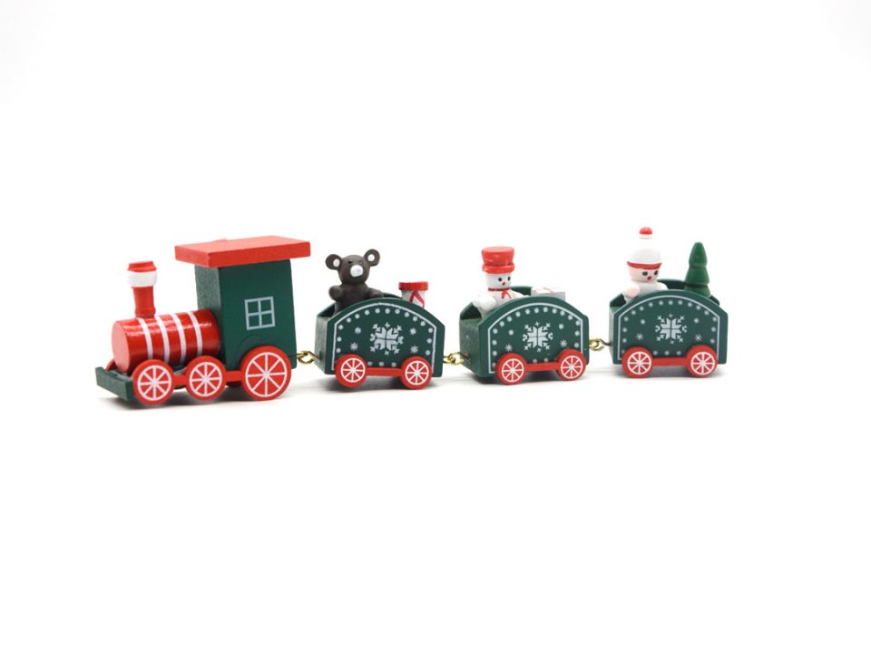 Handmade decorative green-red train